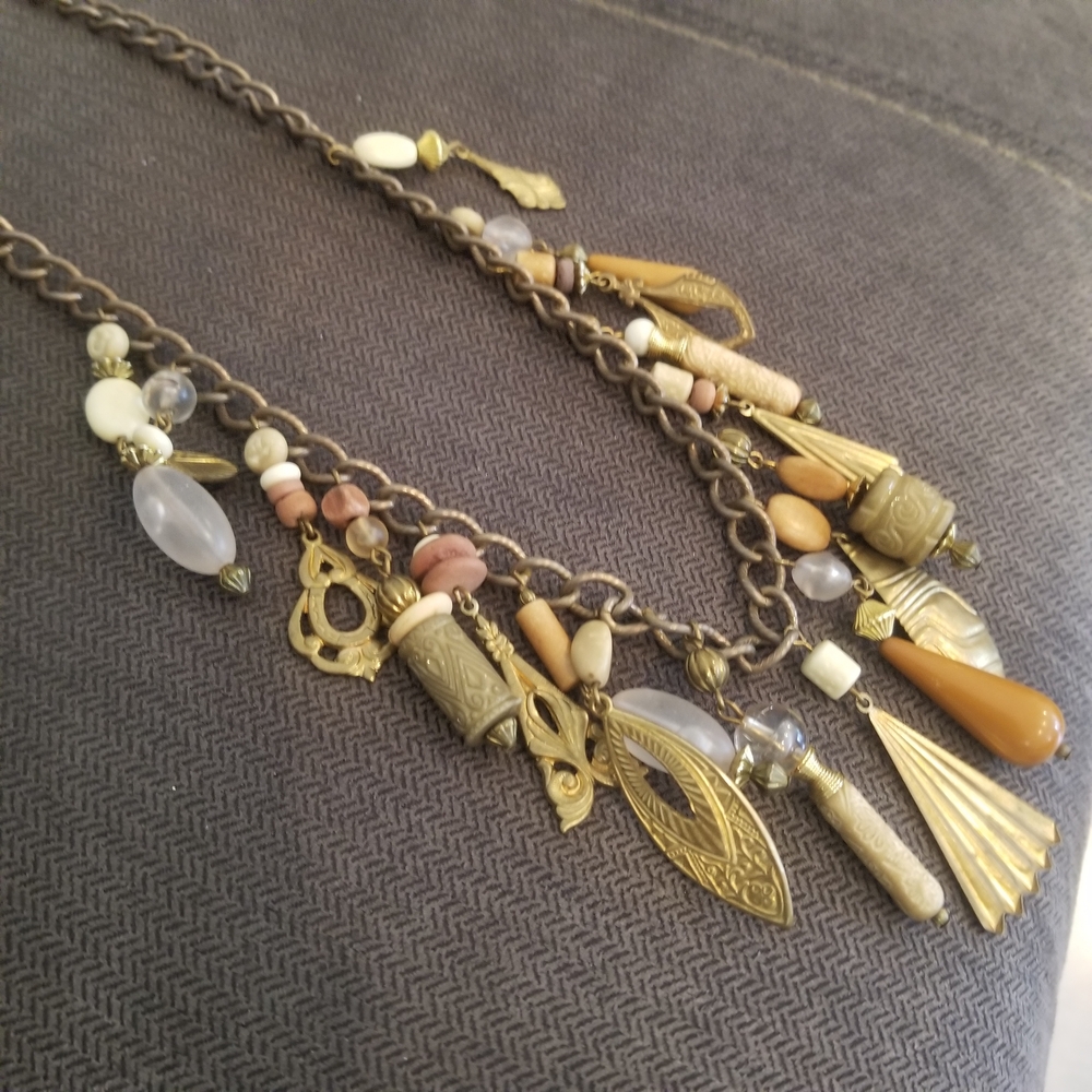 Free People Inspired Vintage Gold-Tone Multi-Charm Necklace
